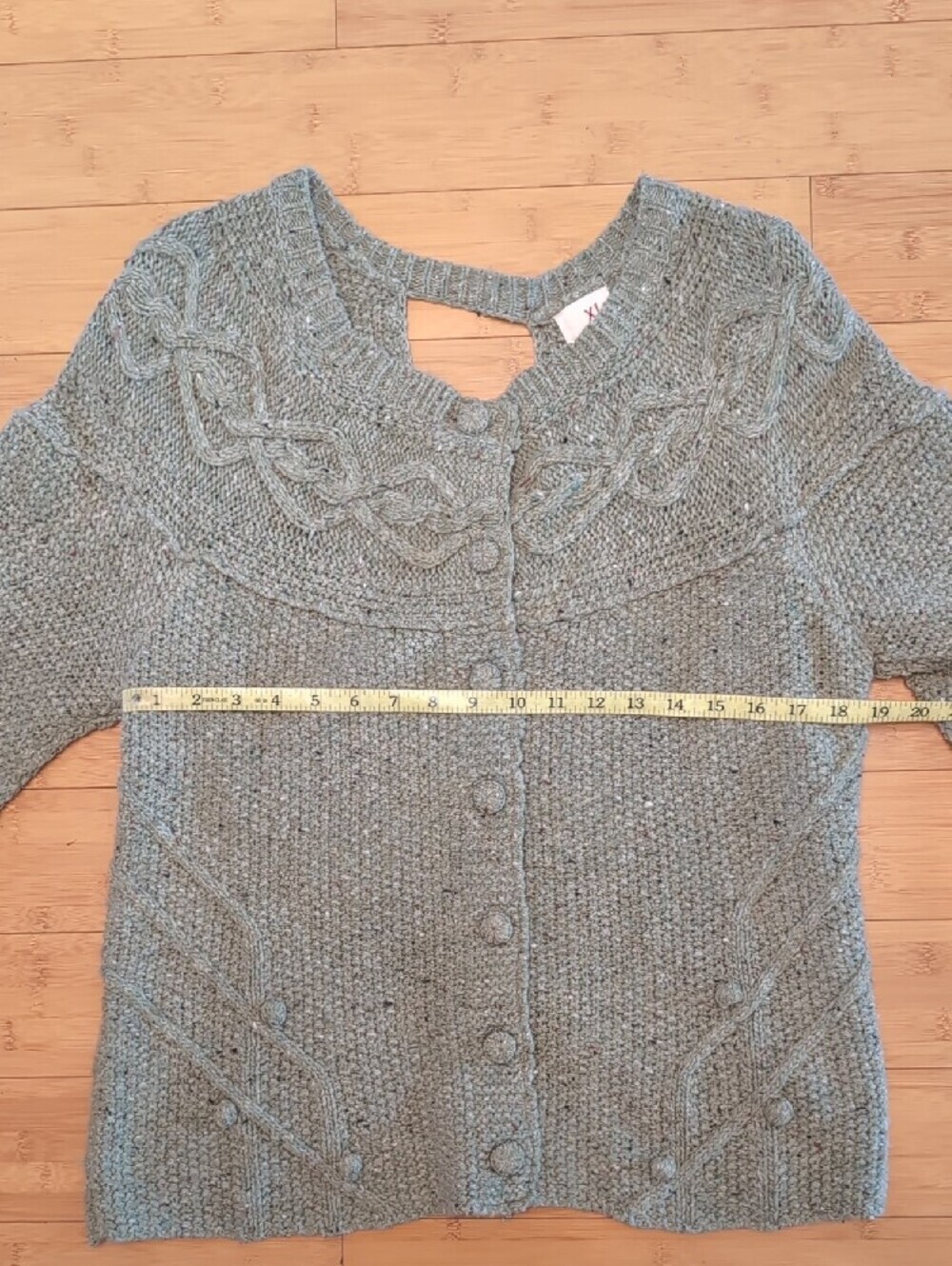 Anthropologie Far Away From Close 
Sweater Size XL Green Wool Cross-Back Cable - Picture 8 of 12